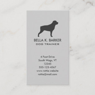 Carte De Visite Rottweiler Silhouette Vertical Rottie Pet Dog