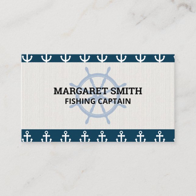 Carte De Visite Roue du navire | Motif Ancre (Devant)