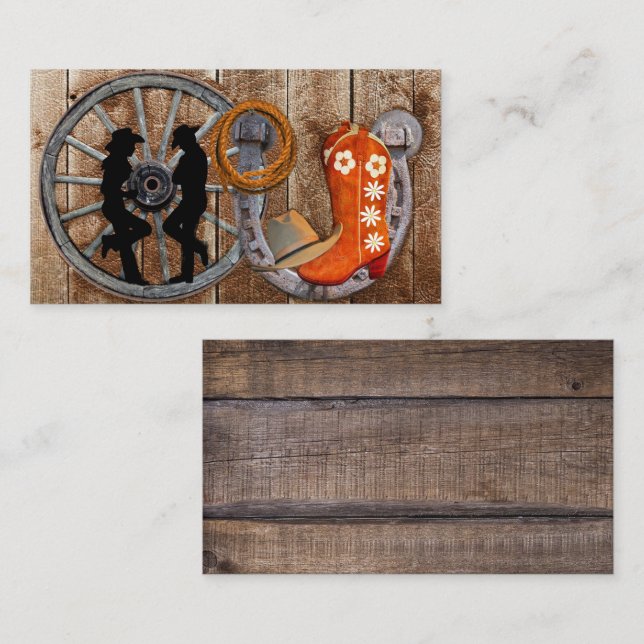 Carte De Visite Roue du Wagon de l'Ouest du cowboy (Devant / Derrière)