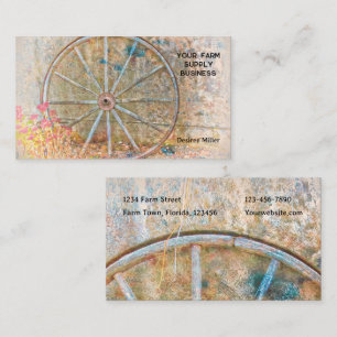 Carte De Visite Roue en Wagon Vintage Rustique