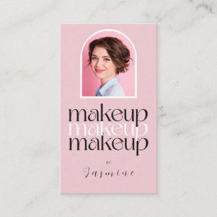 Carte De Visite Rouge à Joues Rose Simple Élégant Photo Maquilleur