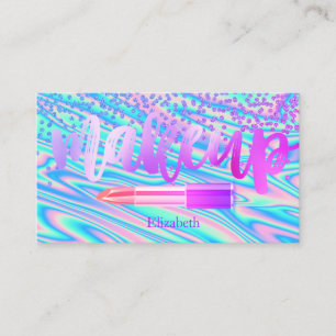 Carte De Visite Rouge à Lèvres Diamants Holographiques Professionn