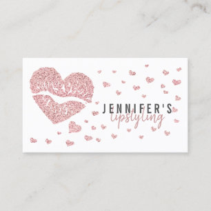 Carte De Visite Rouge à Lèvres Rose Gold Heart Gloss Maquillage Ma