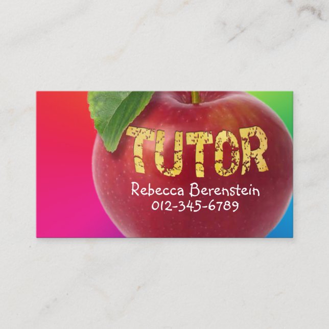 Carte de visite rouge Apple Tutor rose rouge (Devant)