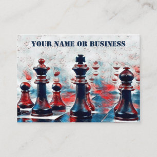 Carte De Visite Rouge, Blanc, Bleu Chess Pièces Club Coach