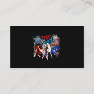 Carte De Visite Rouge Blanc Bleu Cheval 4 Juillet Drapeau USA Feu 