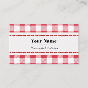 Carte De Visite Rouge & Blanc Rustique Plaid Fait maison