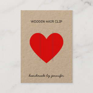 Carte De Visite Rouge brillant J'aime Coeur Manipulé Hair-Clip Por