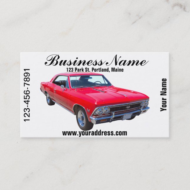 Carte De Visite Rouge Chevy 1966 Chevelle solides solubles 396 (Devant)