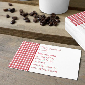 Carte De Visite Rouge classique et blanc En vichy plaid