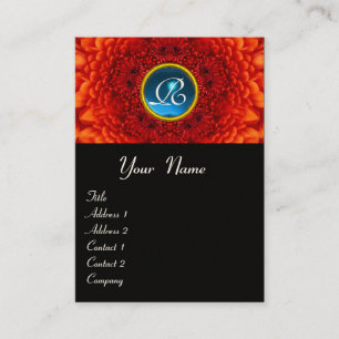 Carte De Visite ROUGE DAHLIA MONOGRAMME, SAPPHIR bleu noir jaune