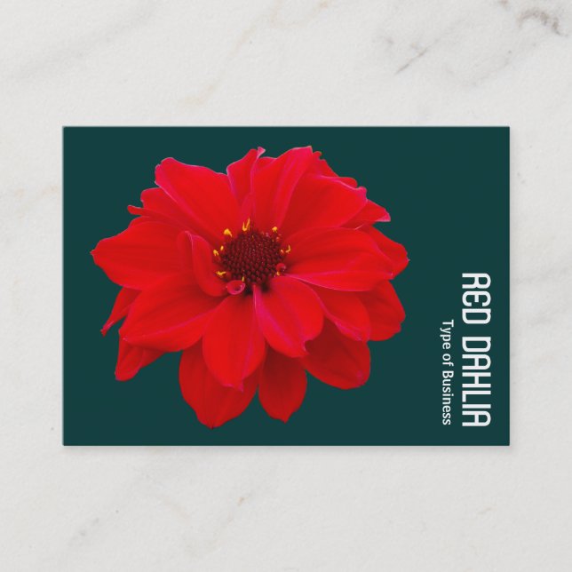 Carte De Visite Rouge Dahlia - Vert foncé (Devant)