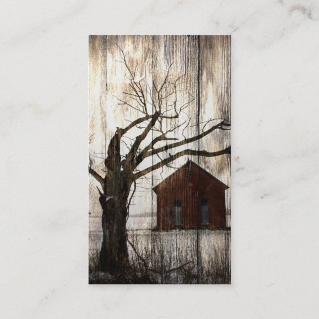 Carte de visite rouge de grange de pays rustique (Devant)