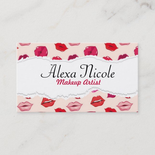 Carte de visite rouge de lèvres (Devant)