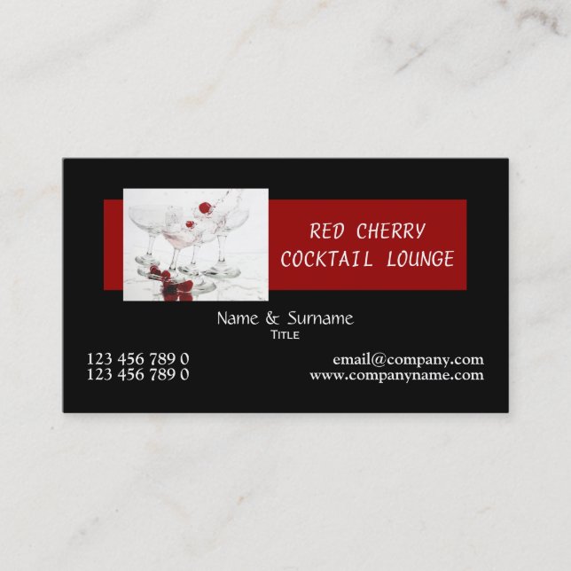 Carte De Visite Rouge de noir de mixologist de restaurant de (Devant)
