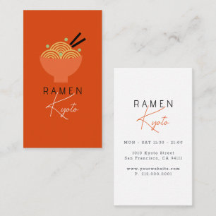 Carte de visite rouge de restaurant japonais Ramen