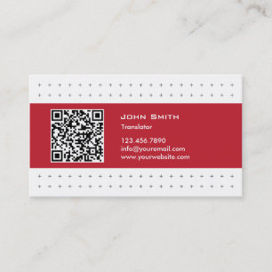 Carte de visite rouge de traducteur d'étiquette de