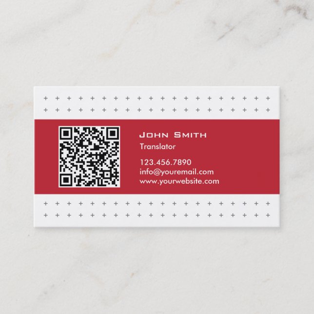 Carte de visite rouge de traducteur d'étiquette de (Devant)