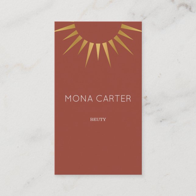 Carte de visite rouge du soleil d'art déco (Devant)