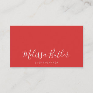 Carte De Visite Rouge élégant minimaliste de calligraphie