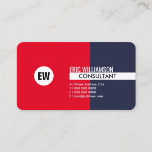 Carte De Visite Rouge et indigo professionnels minimalistes