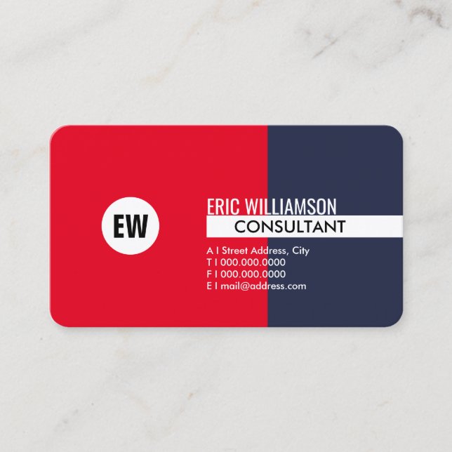 Carte De Visite Rouge et indigo professionnels minimalistes (Devant)