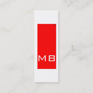 Carte de visite rouge maigre de monogramme simple