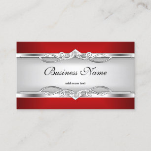 Carte De Visite Rouge métal Chrome look élégant style blanc Argent