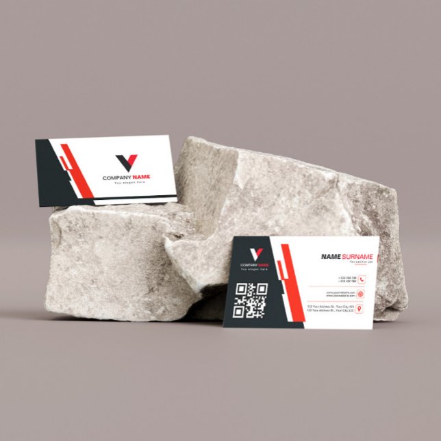 Carte De Visite Rouge moderne et foncé (Créateur téléchargé)