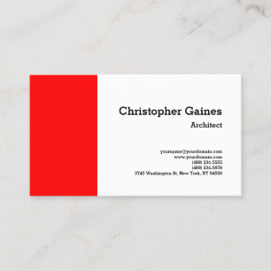 Carte De Visite Rouge Noir Blanc Simple Plain Architecte Classique