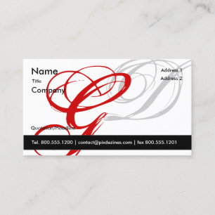 carte de visite rouge noir Monogramme A à Z