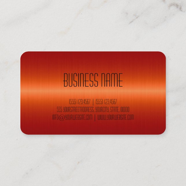 Carte De Visite Rouge orange acier inoxydable look métallique (Dos)