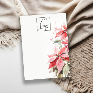 Carte De Visite Rouge Poinsettia Florals Logo Porte-bijoux vierges
