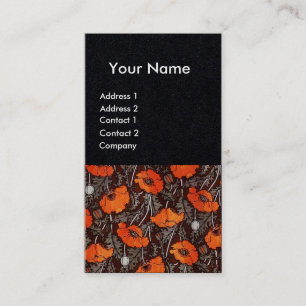 Carte De Visite ROUGE POPIES Floral Ruby Monogramme Livre blanc no