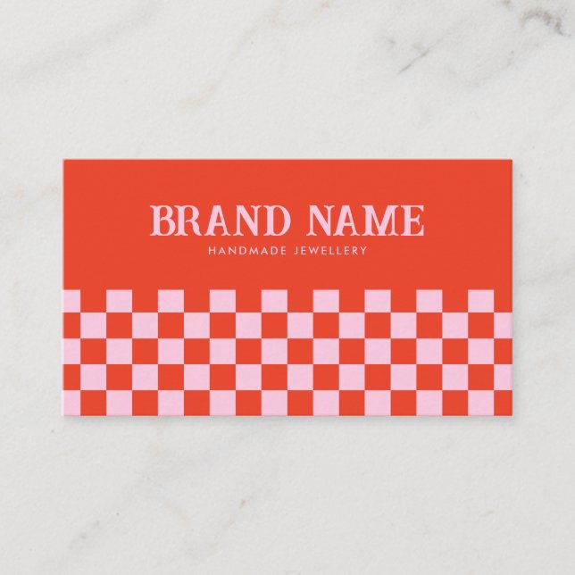 Carte De Visite Rouge rose Retro Bold Super Bijoux tendance (Devant)