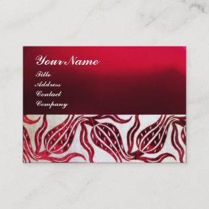 Carte De Visite ROUGE VELVET DAMASK TULIP MONOGRAM Burgundy Pearl