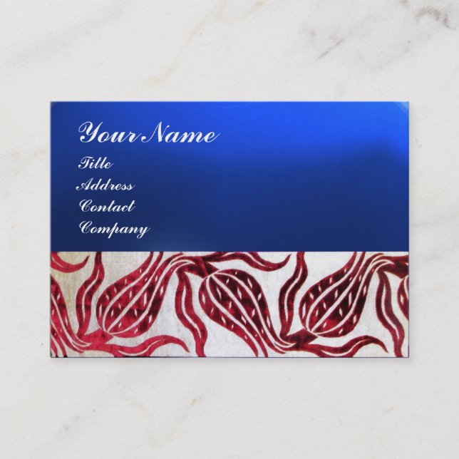 CARTE DE VISITE ROUGE VELVET DOMMASQUE TULIPS MONOGRAMME BIRMANIE  (Devant)