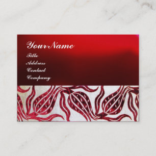 Carte De Visite ROUGE VELVET TULIP MONOGRAM Bourgogne blanc perle