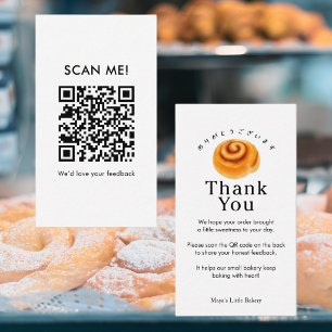 Carte De Visite Roulé à la cannelle rustique Laissez un avis QR Co