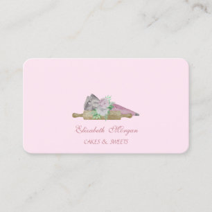 Carte De Visite Rouleau à main pour pâtisserie à l'aquarelle Fleur
