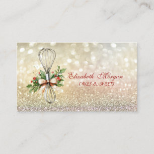 Carte De Visite Rouleau à pâtisserie Bokeh Fouet Fleurs d'hiver Bo