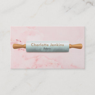 Carte De Visite Rouleau à pâtisserie en marbre rose élégant Boulan