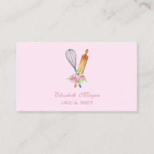 Carte De Visite Rouleau à pâtisserie,Fouet,Fleurs Boulangerie