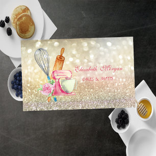 Carte De Visite Rouleau à pâtisserie Fouet, Mélangeur Bokeh Élégan