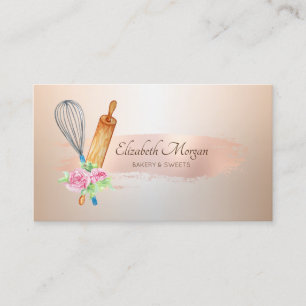Carte De Visite Rouleau à pâtisserie Fouet Rose Gold Coup de pince