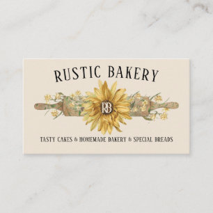Carte De Visite Rouleau en bois beige rustique Boulangerie Tournes