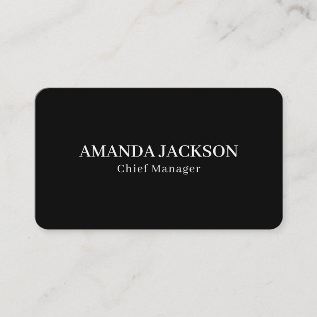 Carte De Visite Round Corner Black Professional Trendy (Devant)