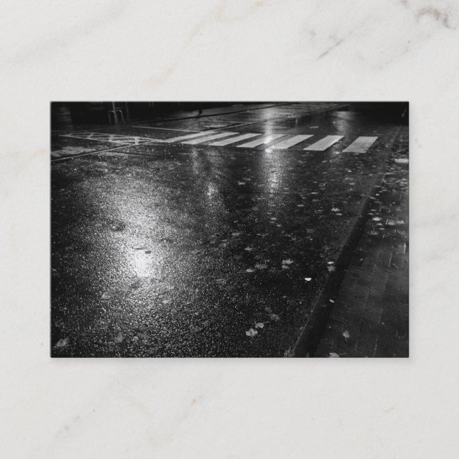 Carte De Visite Route d'automne humide la nuit (Devant)