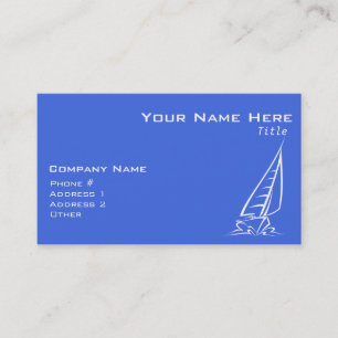 Carte De Visite Royal Blue and White Sailing; Bateau à voile