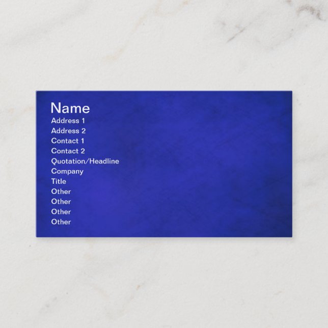 Carte De Visite Royal Blue & Black Arrière - plans (Devant)